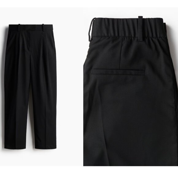 H&M | Pleat Front, Ankle-Length Trousers In Black - Picture 8 of 9